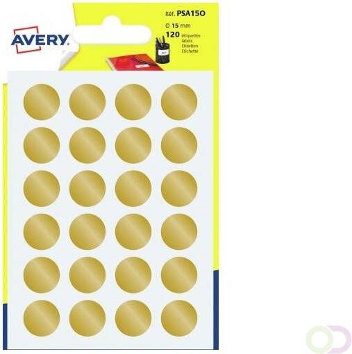 AVERY Handbeschrijfbare markeringspunten Ã 15 mm goud handbeschrijfbaar PSA15O